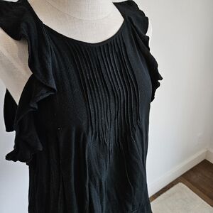 Abercrombie & Fitch Black Ruffle Blouse With Keyhole Back